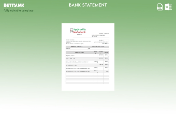 Модерен стил шаблон за зборови за извод од банкарска сметка за взаемна доверба в